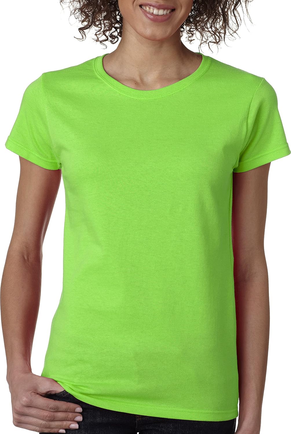 gildan heavy cotton ladies t-shirt, neon green, medium
